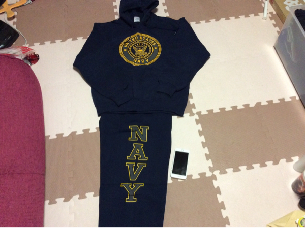 【送料無料】usネイビースエットセットアップ 紺Mサイズ