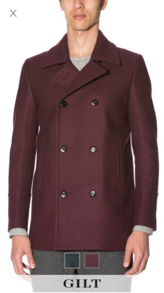 新品 14AW ATTACHMENT ミドルPコート ボルドー size1