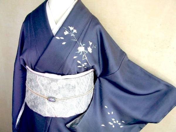 §§ 未使用 訪問着（桜、駒まわし）裄67，5 しつけ正絹美品　