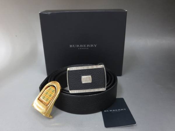 バーバリー BURBERRY 牛革ベルト 黒 紳士用 中古15大67