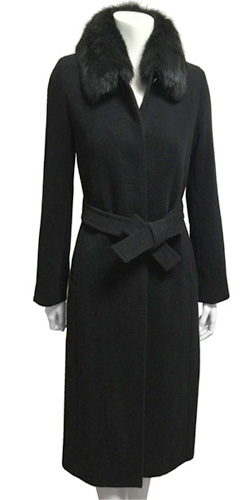 美品◆三陽商会 FRAGILE◆アンゴラ◆ファー付ロングコート◆36