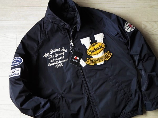 限定★VAN JAC★ワッペン＆アーチロゴ☆スイングトップ 紺 LL