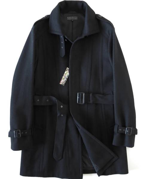 新品■バーニーズニューヨーク■メルトントレンチコート黒■本物