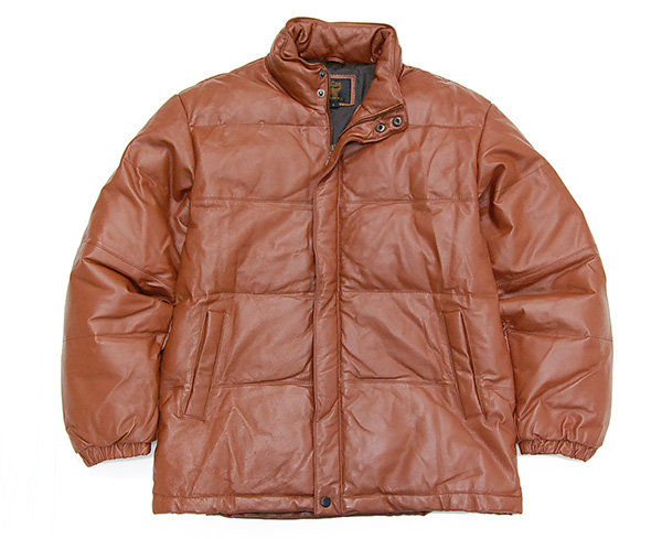 定価10万 MCM 本革 豪華オールレザーダウンジャケット L/茶 美品