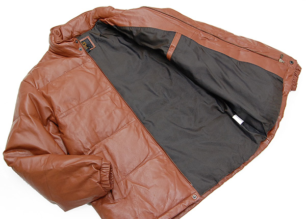 定価10万 MCM 本革 豪華オールレザーダウンジャケット L/茶 美品