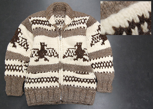 本場カナダ製サンダーバード柄 本格ハンドニットカウチン/カナタ