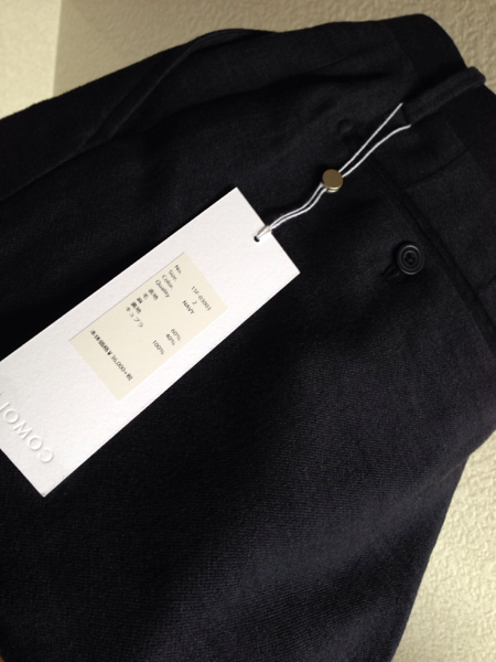 【超美品】COMOLI ウールリネン2タックパンツ ネイビー 2 コモリ