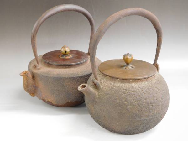 鉄瓶 龍文堂造 安之助 花押入 銅蓋 他2点セット 中古1神32 ***こ案内は