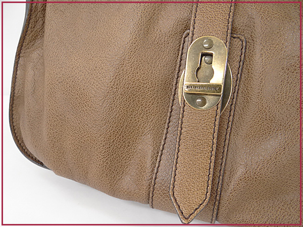 1円 本物 バーバリー ハンドバッグ レザー チェーン 茶系