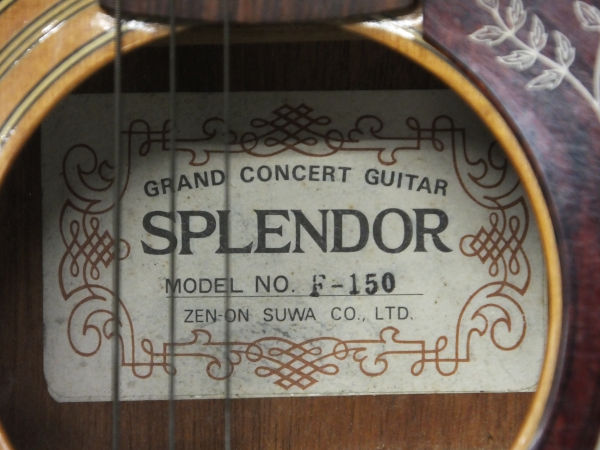 スプレンダー：Ｆ－１５０アコースティックギター SPLENDOR F-150 アコースティックギター☆ジャンク品(本体)｜売買され