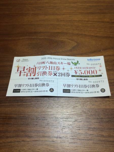 送料無料☆六日町八海山スキー場☆リフト1日パス引換券☆ペア 施設