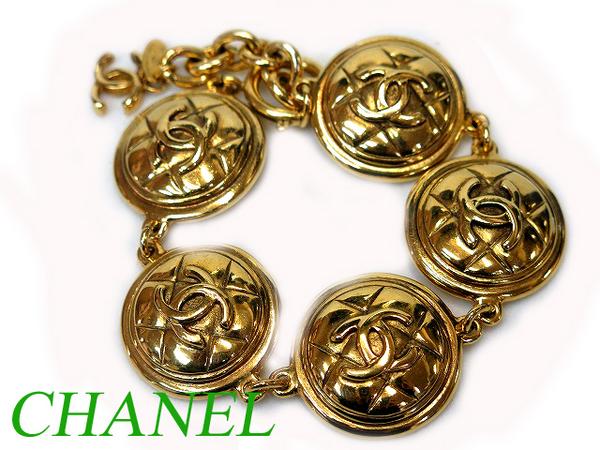 1円 シャネル ゴールド ココ ブレスレット ヴィンテージ0620 IL5