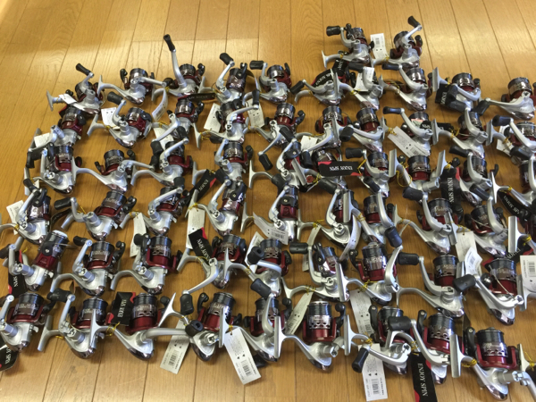 釣具:スピニングリール:ENJOY SPIN 1000:RED:62個:ジャンク:大量