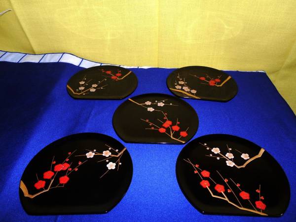 輪島塗 銘々皿 梅 未使用 5客 五島屋謹製