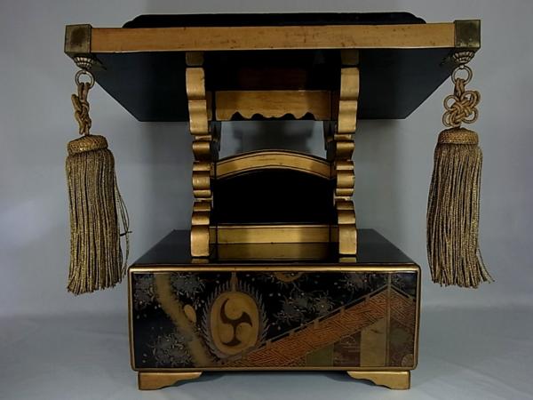 董芸】江戸期 本家 豪華極上蒔絵 三巴紋 見台 仏具 時代品