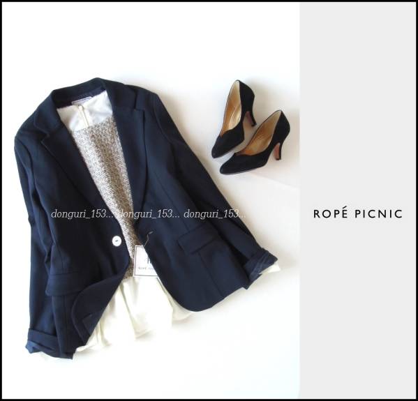 ROPEロペピクニック◆ポンチ ストレッチジャケット/紺M