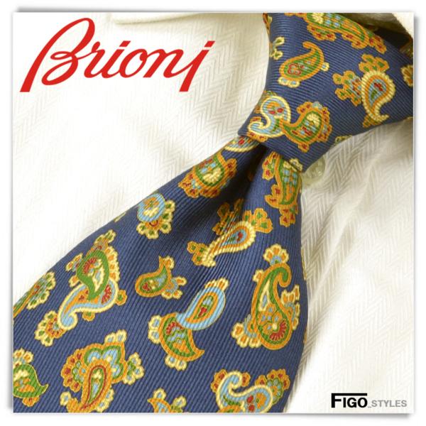 3万 新品 Brioni ブリオーニ ネイビー ペイズリー柄ネクタイ 1円