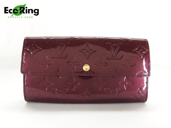 1円 ヴィトン M91521 ヴェルニ サラ 二つ折り 長財布 BV052