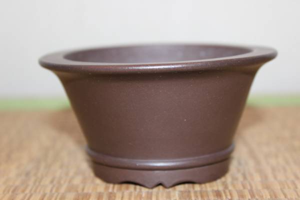 松泉焼 山秋 釘彫落款 鉢 長方鉢 盆栽鉢 和鉢