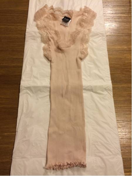 美品 オスカリート定番レースシルクキャミソール ベビーピンク