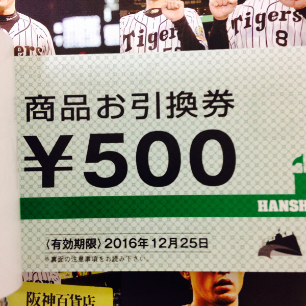 阪神 阪神甲子園球場商品お引換券500円×60枚3万円