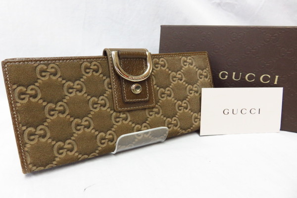 本物■極美品■グッチ■GG/レザー×スエード/長財布/8.5万/dm47z