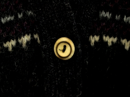 中古美品 iliann loeb 柄物 ウールカーディガン グレー系