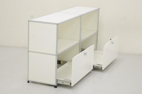 USM ハラー 1列 2段 デスク ワゴン キャビネット ピュアホワイト ☆USM