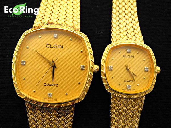 1円 ジャンク品エルジン メンズ他 腕時計 計2点セット 金色CP756
