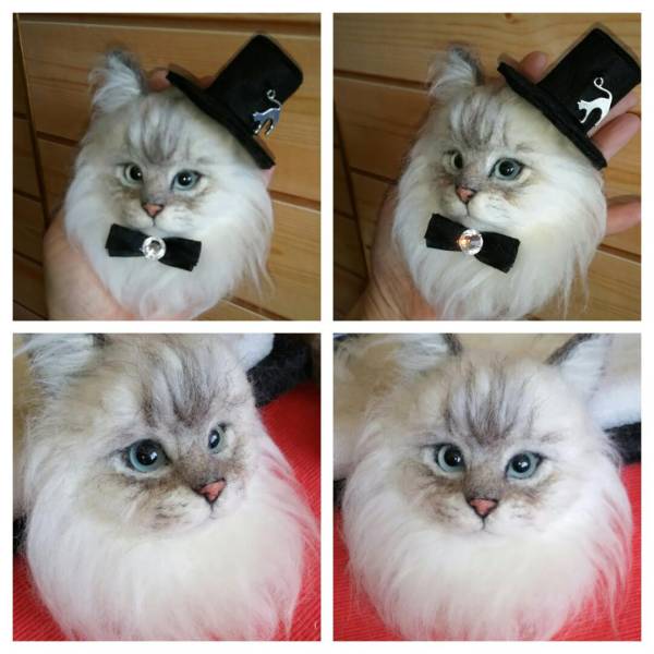 羊毛フェルト　猫　　サイベリアン　ブローチ　　♪ハンドメイド_2