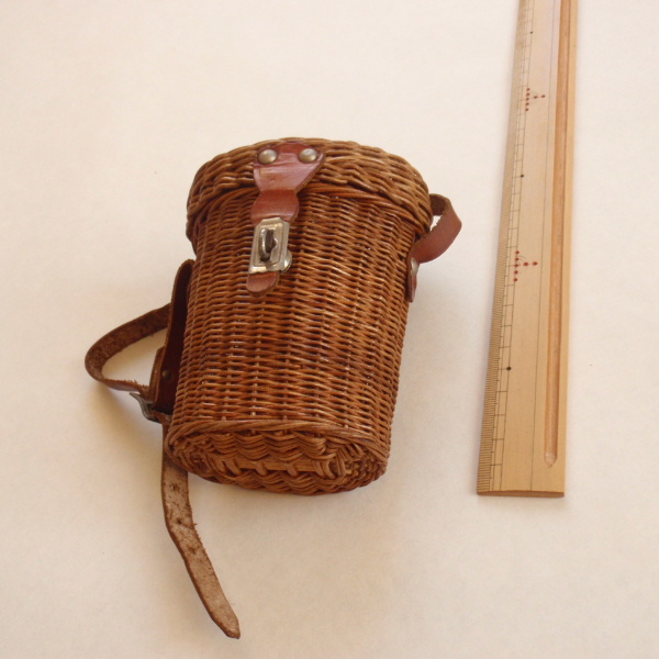 フランスアンティークVICHYキュアグラス&パニエ・カゴバッグset