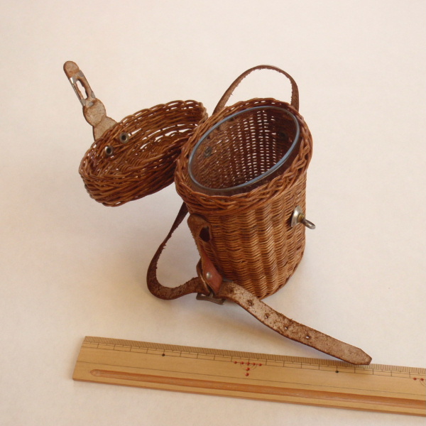 フランスアンティークVICHYキュアグラス&パニエ・カゴバッグset