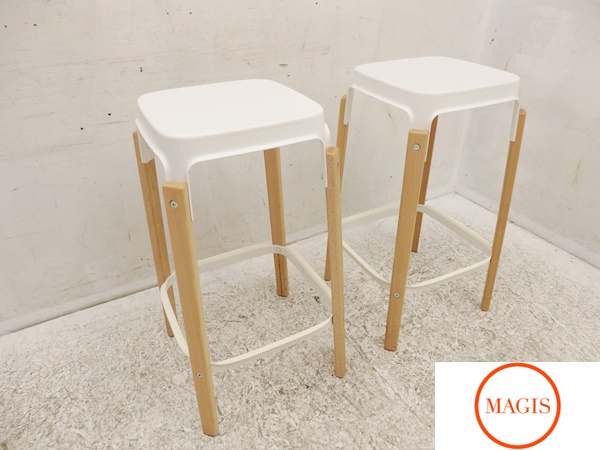 □L203□展示品□Magis/マジス□STEELWOOD STOOL□2脚□8.6万 イス