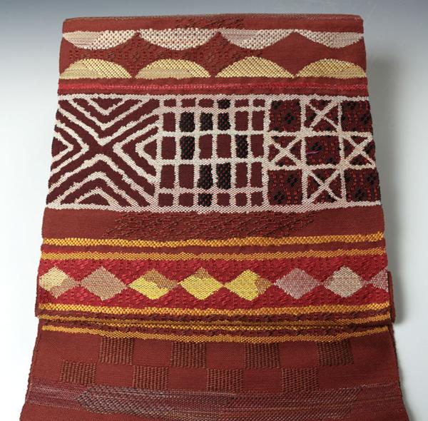 【和遊館】ONy462　仕立付！西陣『帯屋捨松』八寸帯インド幾何文