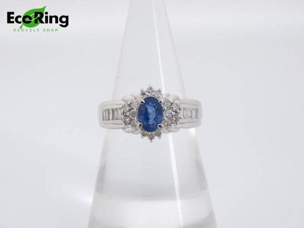 1円 Pt900×サファイア×ダイヤモンド デザイン リング HG337