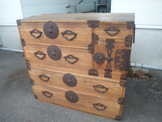 桜丸金具 米沢箪笥 時代箪笥 前栗 和箪笥 木瓜引手 古道具 ローボード