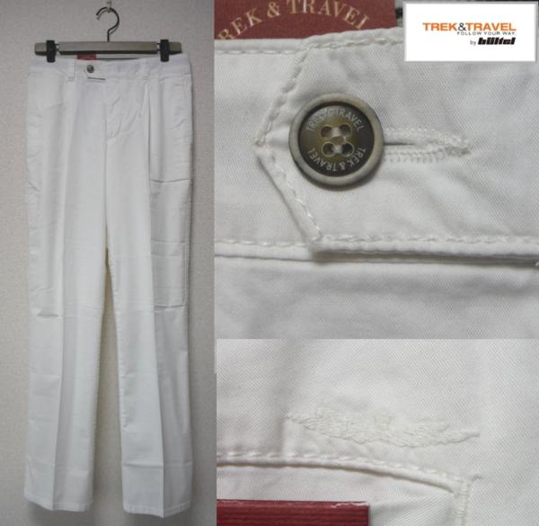 ブルテル Trek & Travel ストレッチ ワンタックチノパン 白 76cm