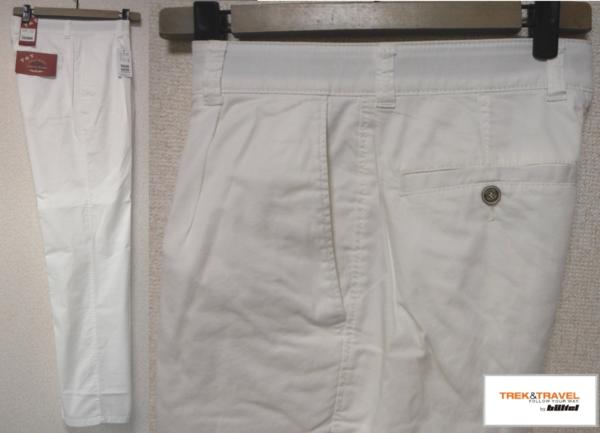 ブルテル Trek & Travel ストレッチ ワンタックチノパン 白 76cm