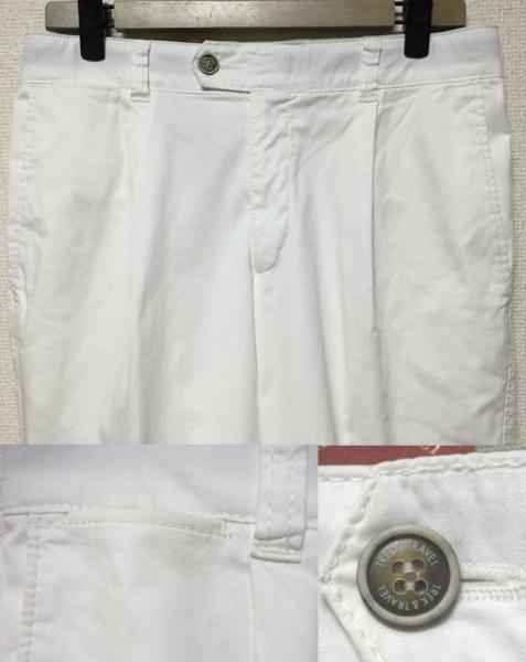 ブルテル Trek & Travel ストレッチ ワンタックチノパン 白 76cm