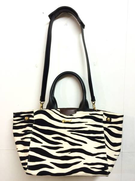 新品 MUVEIL ミュベール 2Way ハンドバッグ ショルダー ゼブラ柄