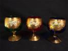h122 美品 ベネチアン ワイングラス 花盛金彩 3客セット
