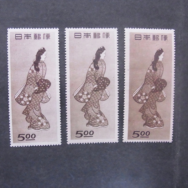 D527●1948年 切手趣味週間 見返り美人 バラ3枚 （2-1）●