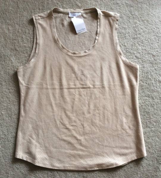 CalvinKlein品L♪かなりお洒落な春スエード風+麻ニットタンク