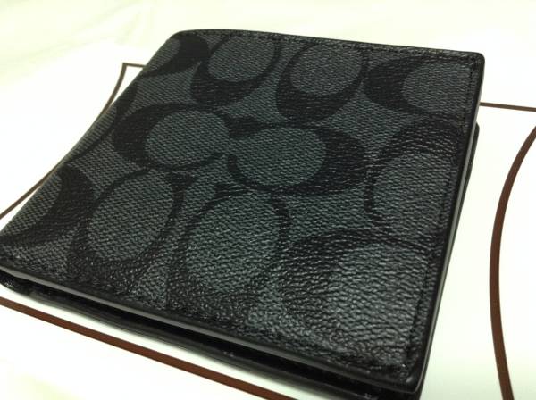 COACH/コーチ/二つ折り財布/コインケース付/チャコールブラック