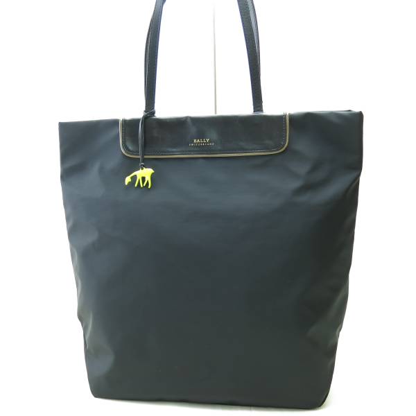 バリー ナイロン×レザー製 トート バッグ 黒 A4可 美品 JJ212