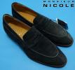 新品1.8万★ムッシュニコル 日本製 ローファー シューズ25.5★紺