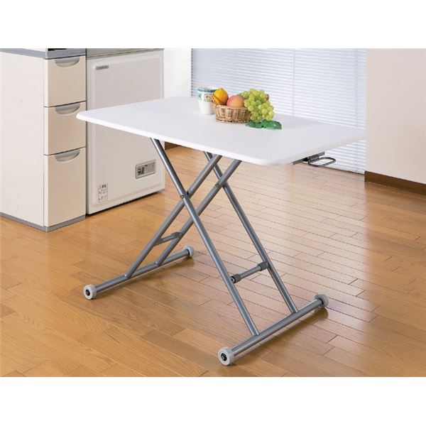 折りたたみテーブル/昇降式フリーテーブル 木製/スチール 高