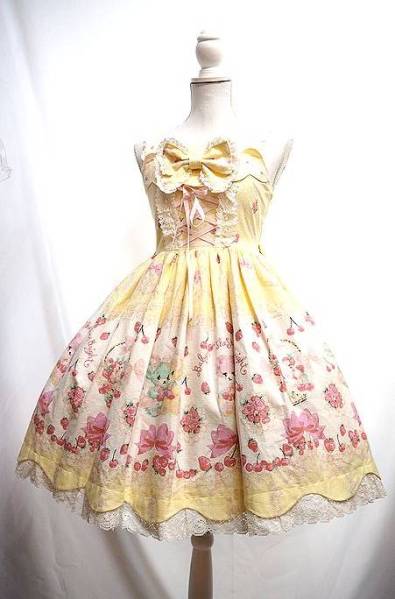 BABYなかよしくみゃちゃんのいちごとレースのミルフィーユ柄ソフィJSK　レモン STARS SHINE BRIGHT なかよしくみゃちゃんのいちごとレース BABY,THE