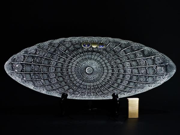 05034【ボヘミア クリスタル】500PK オーバルプラター 大皿 54cm 1