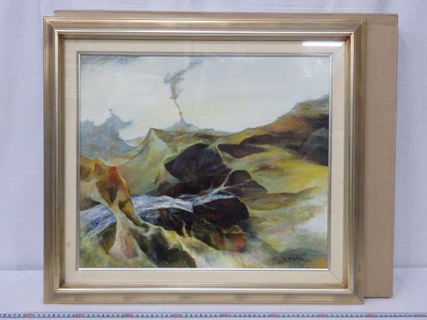 B05029 新田稲実 「風」 油彩 仁科会員 1986年 共シール 額装